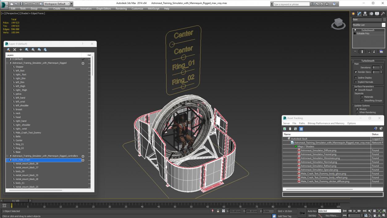 3D model Astronaut Training Simulator with Mannequin Rigged