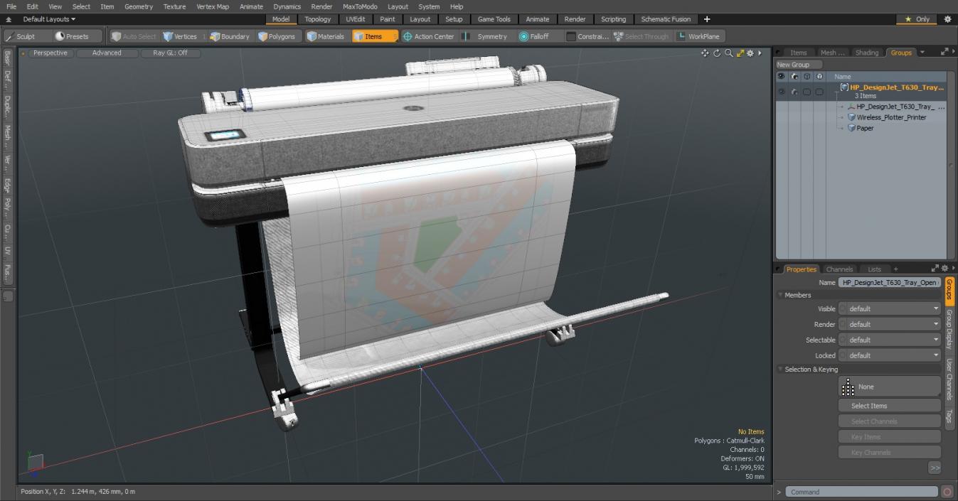 HP DesignJet T630 Tray Open 3D