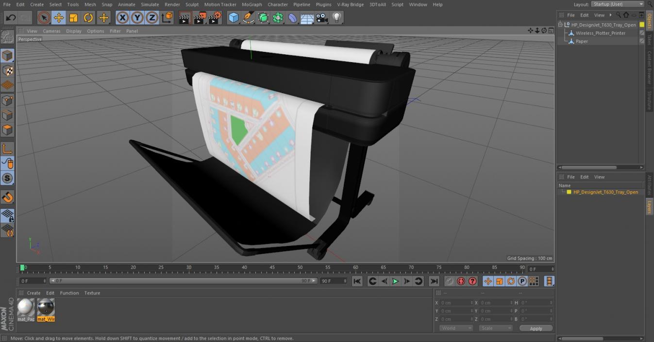 HP DesignJet T630 Tray Open 3D