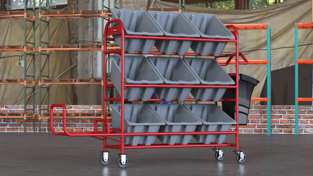 Tote Picking Cart Storage Bracket Rubbermaid 3D model