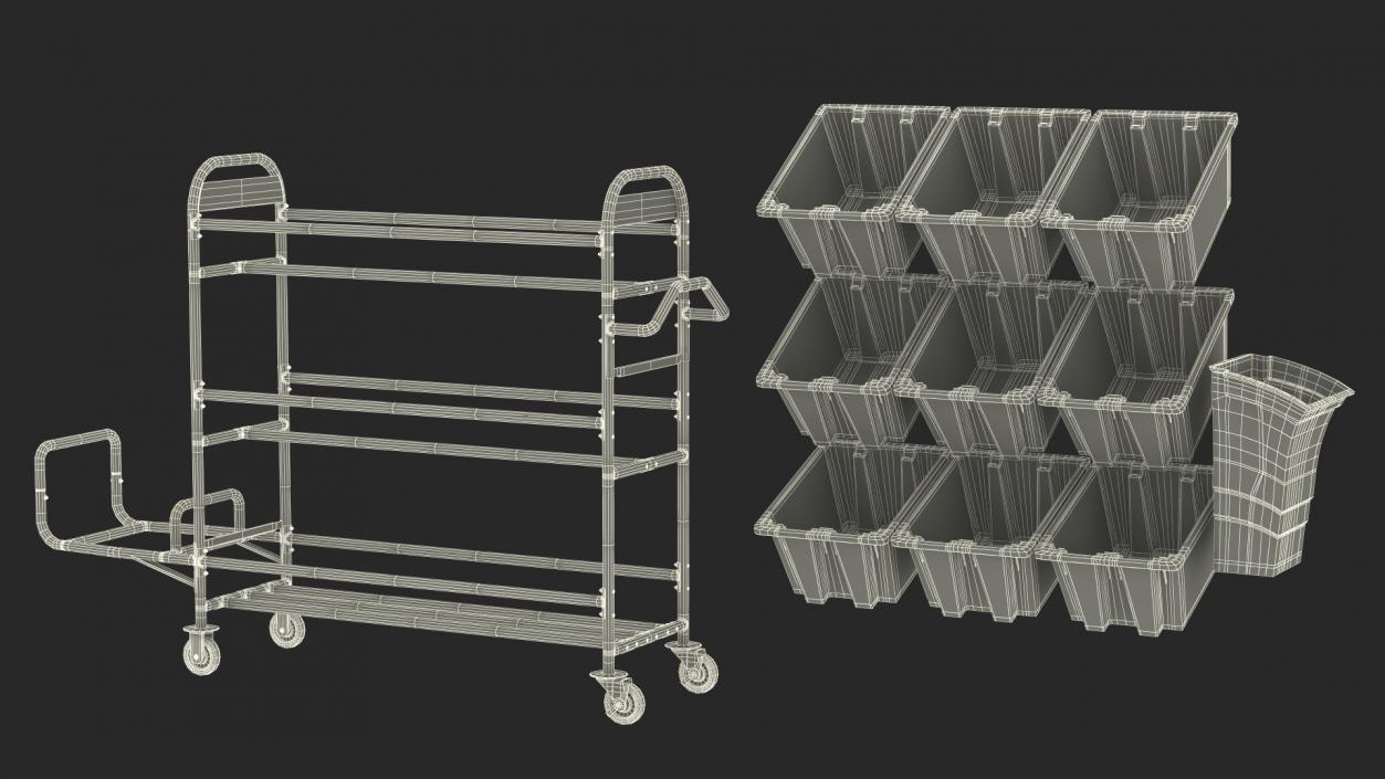 Tote Picking Cart Storage Bracket Rubbermaid 3D model