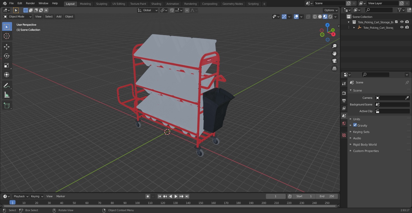 Tote Picking Cart Storage Bracket Rubbermaid 3D model