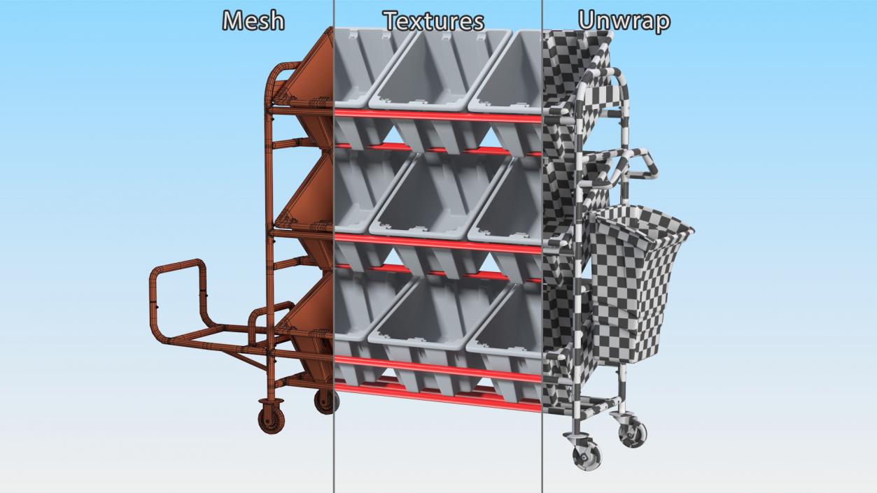 Tote Picking Cart Storage Bracket Rubbermaid 3D model