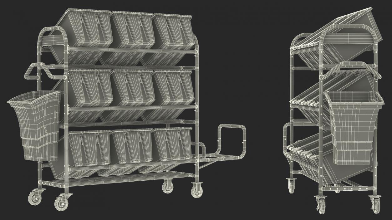 Tote Picking Cart Storage Bracket Rubbermaid 3D model