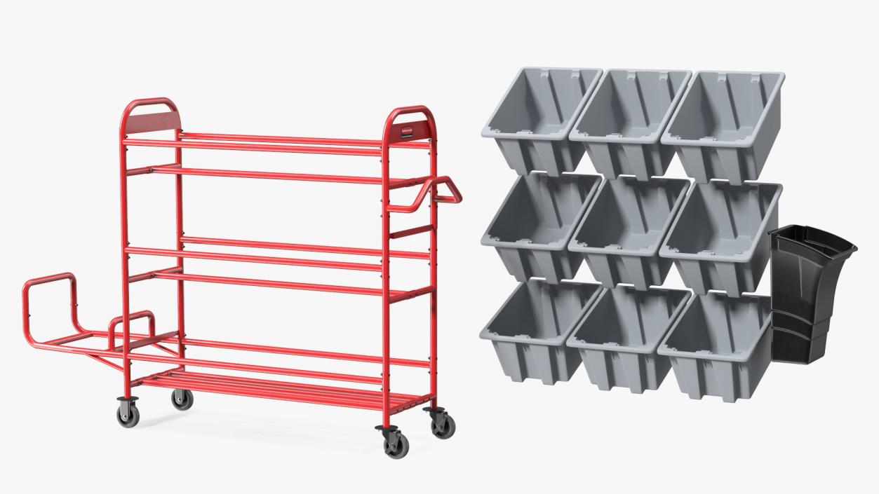 Tote Picking Cart Storage Bracket Rubbermaid 3D model