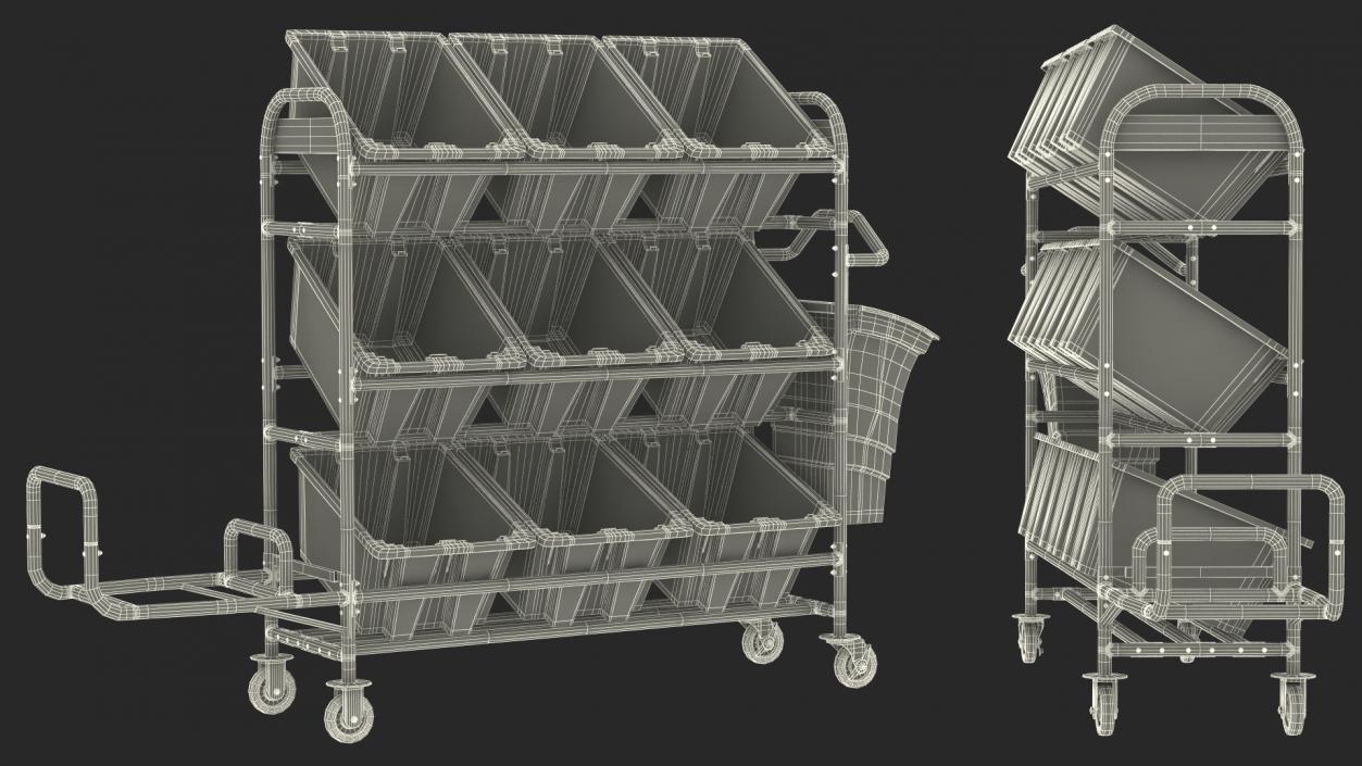 Tote Picking Cart Storage Bracket Rubbermaid 3D model