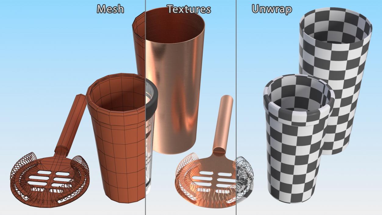 Hand Cocktail Shaker Copper 3D