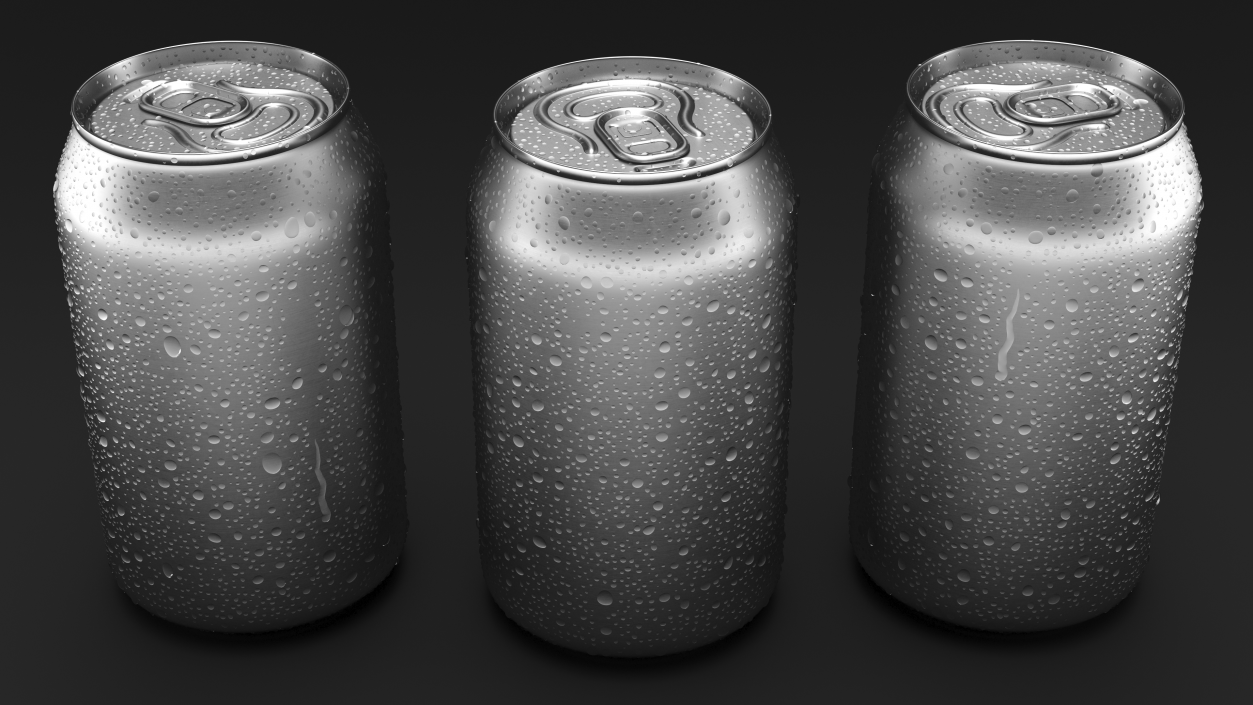 3D Soda Can with Droplets 330ml model