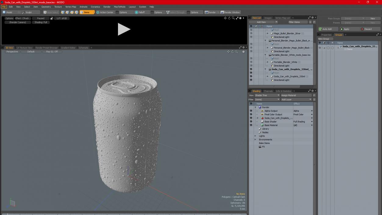 3D Soda Can with Droplets 330ml model