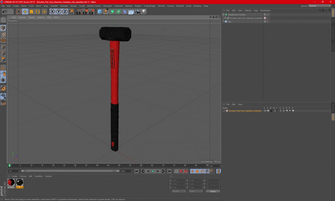 Double Flat Face Hammer Graintex 3D