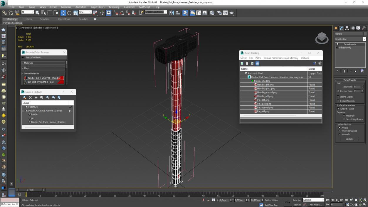 Double Flat Face Hammer Graintex 3D