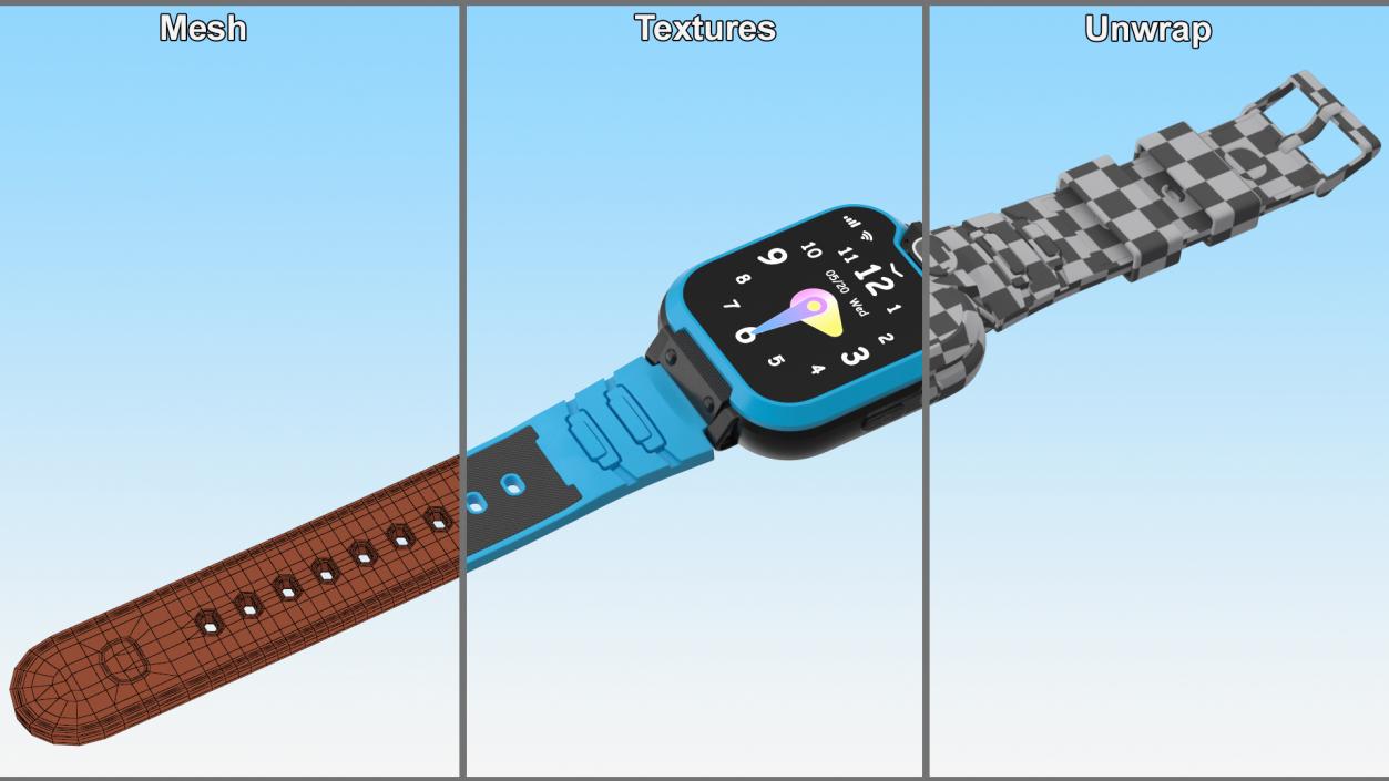 3D Kids Smart Watch Blue