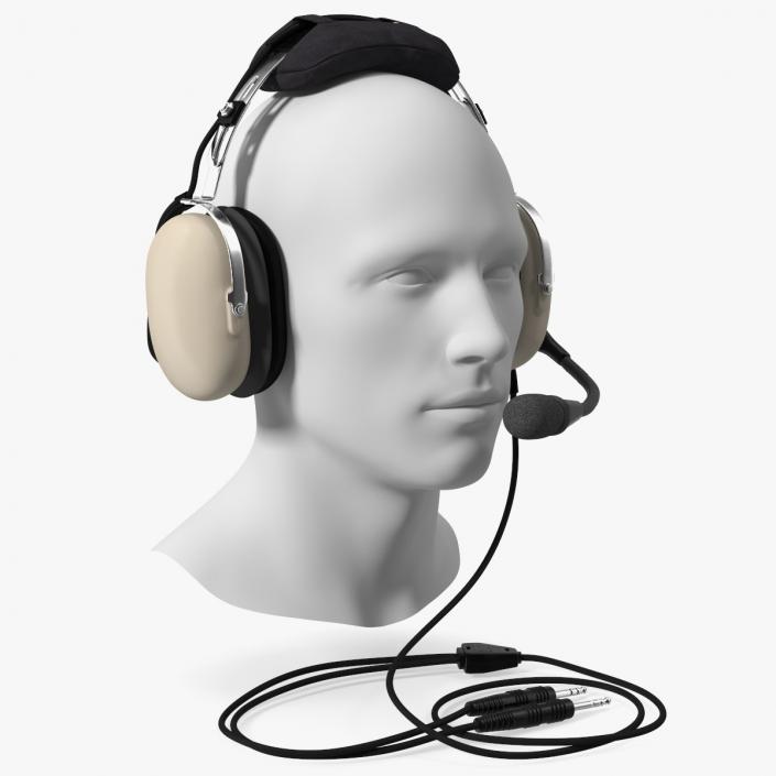 3D Pilot Headset with Mannequin Head model