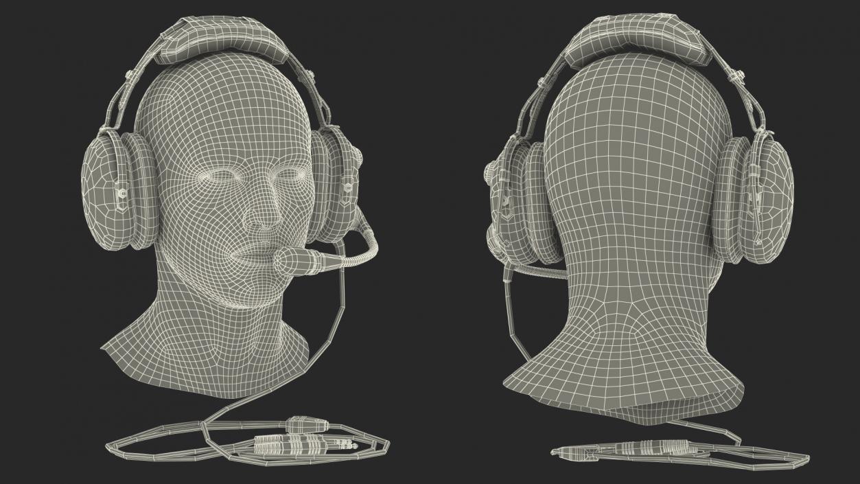 3D Pilot Headset with Mannequin Head model