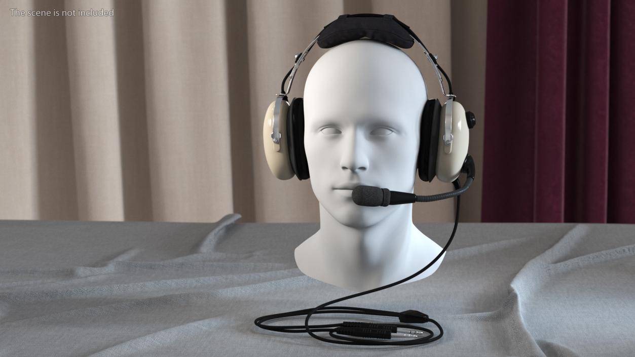 3D Pilot Headset with Mannequin Head model