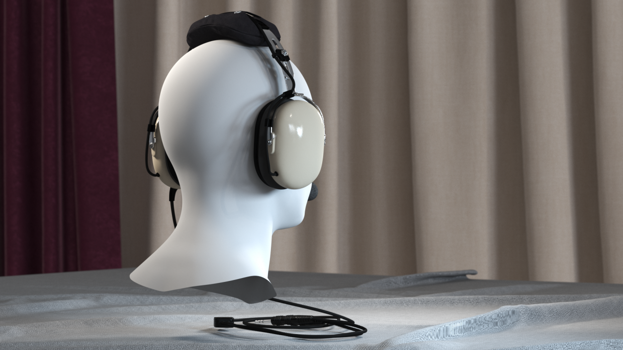 3D Pilot Headset with Mannequin Head model