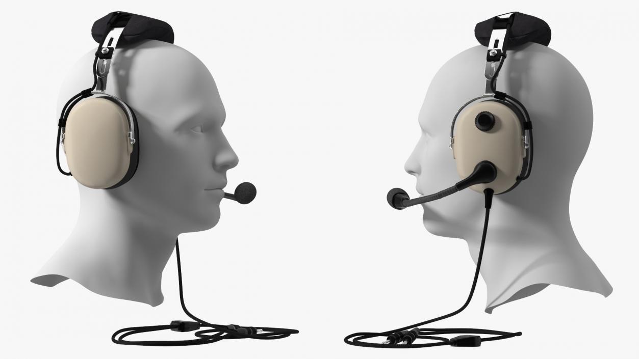 3D Pilot Headset with Mannequin Head model