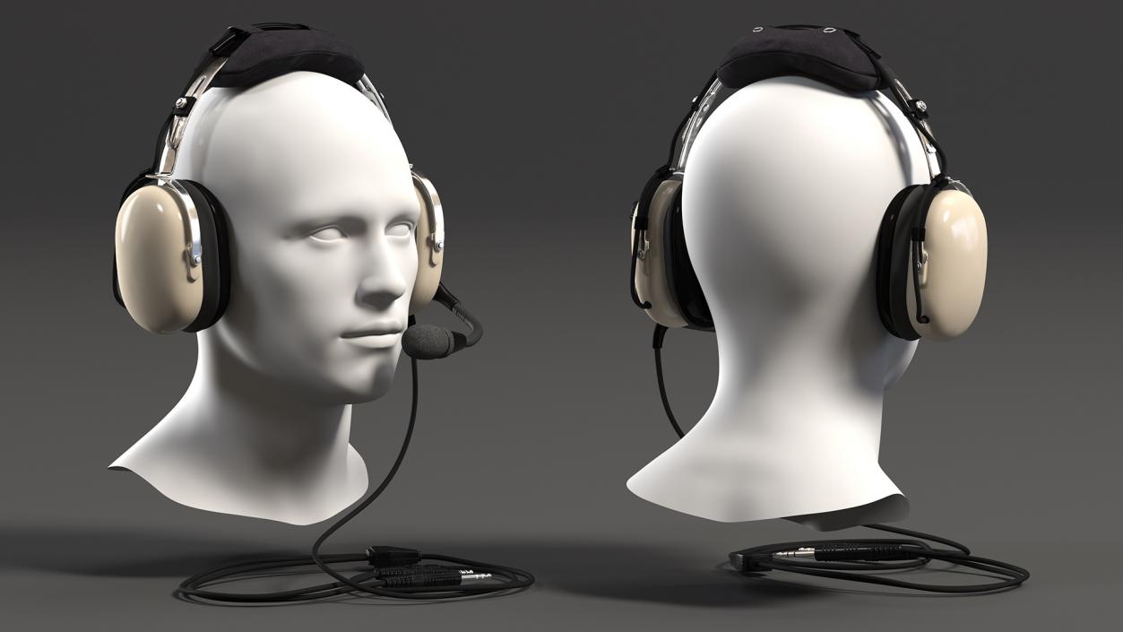 3D Pilot Headset with Mannequin Head model