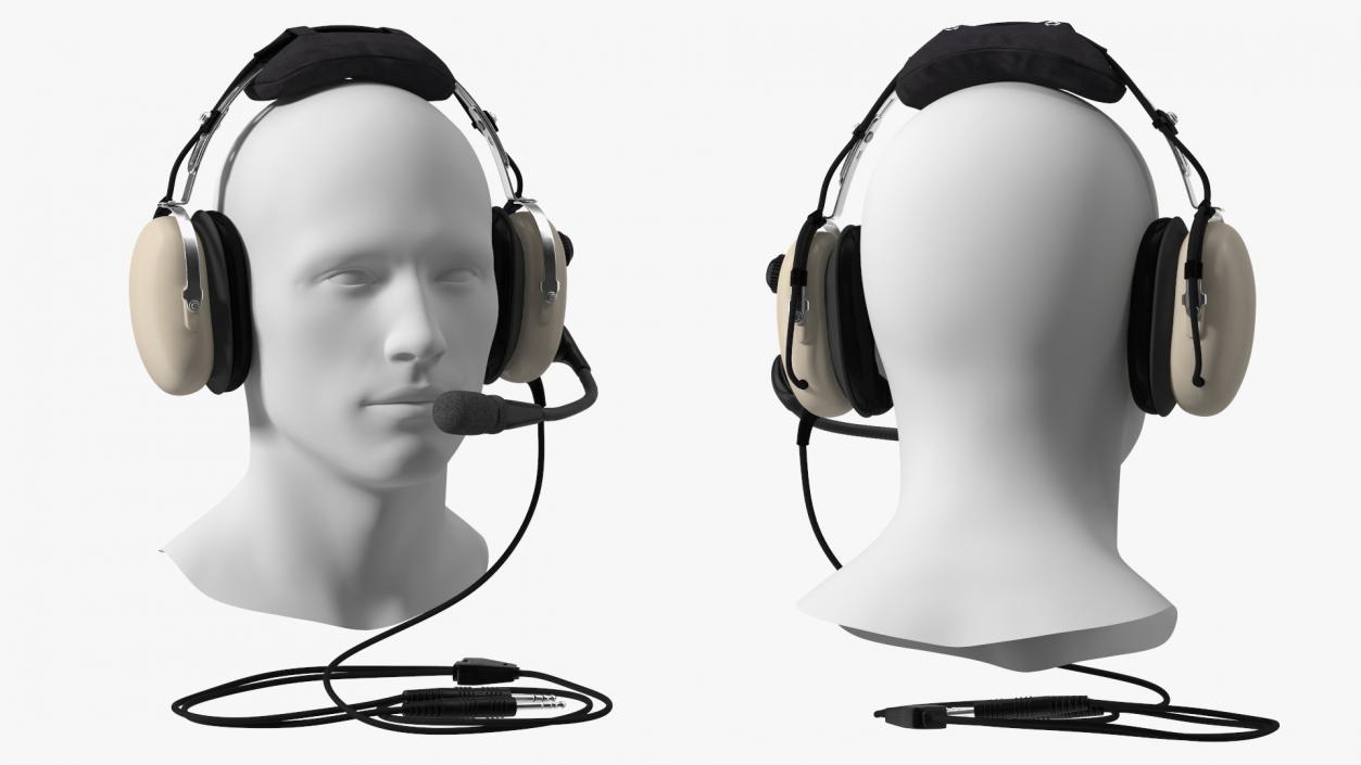 3D Pilot Headset with Mannequin Head model