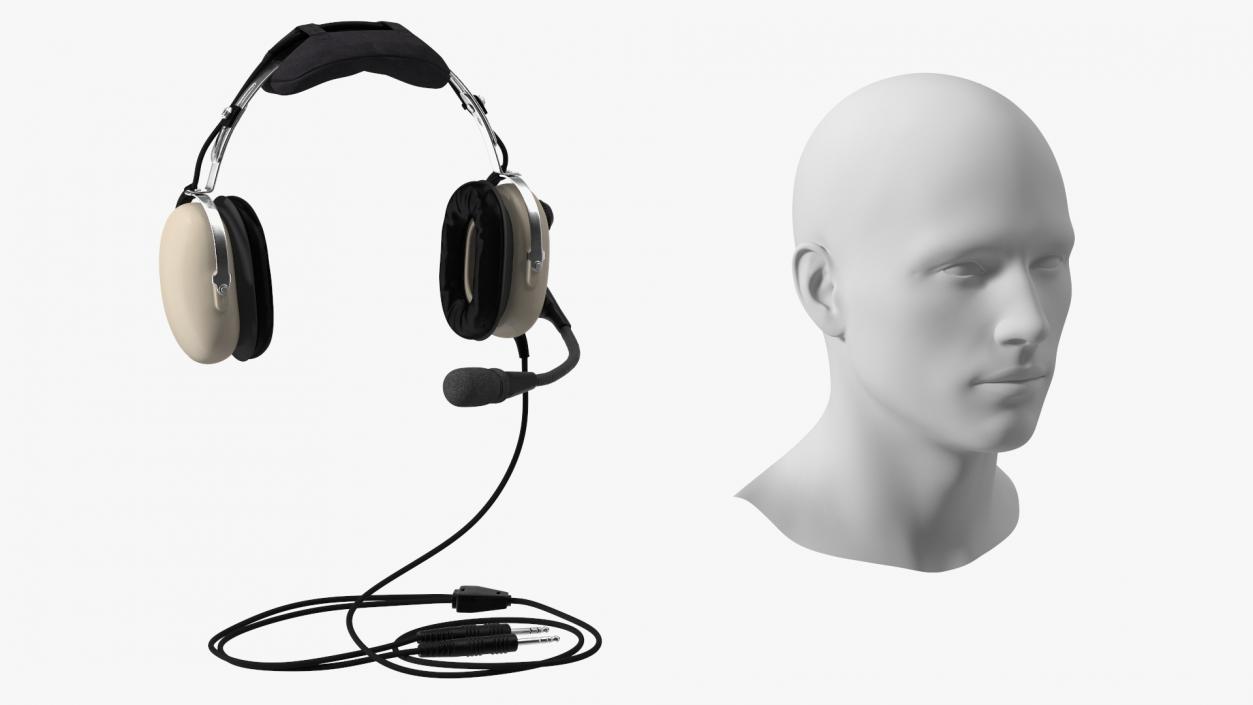 3D Pilot Headset with Mannequin Head model