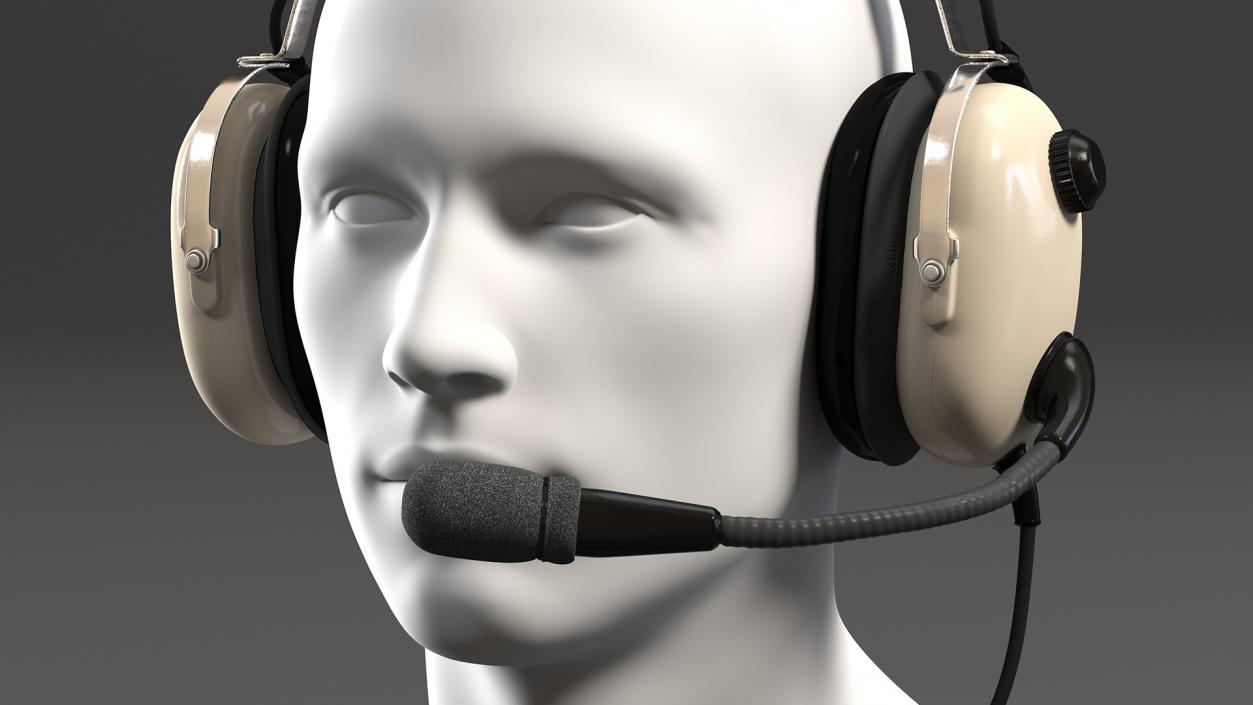 3D Pilot Headset with Mannequin Head model