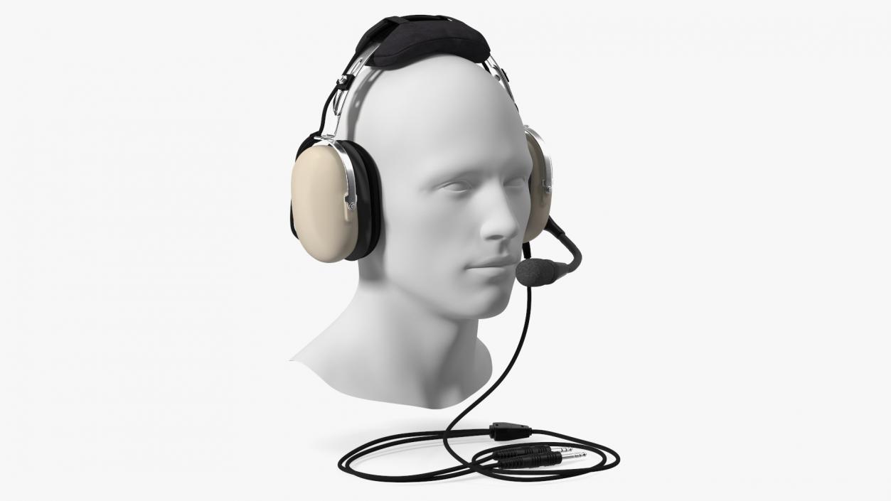 3D Pilot Headset with Mannequin Head model