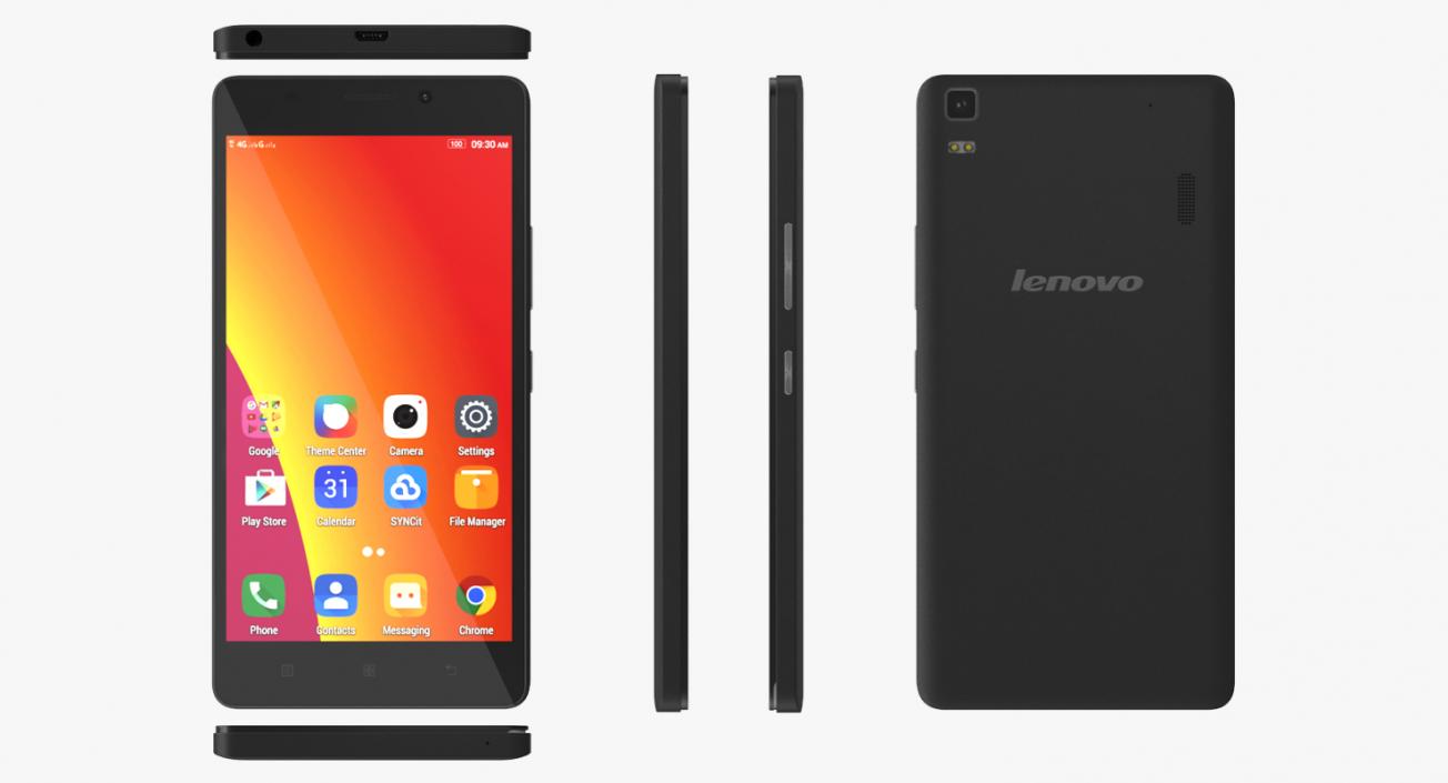 3D Lenovo A7000 Onyx Black model