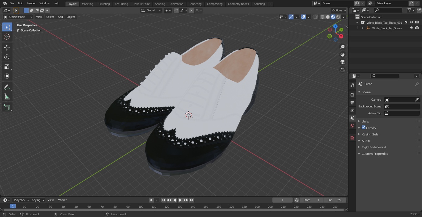 3D White Black Tap Shoes