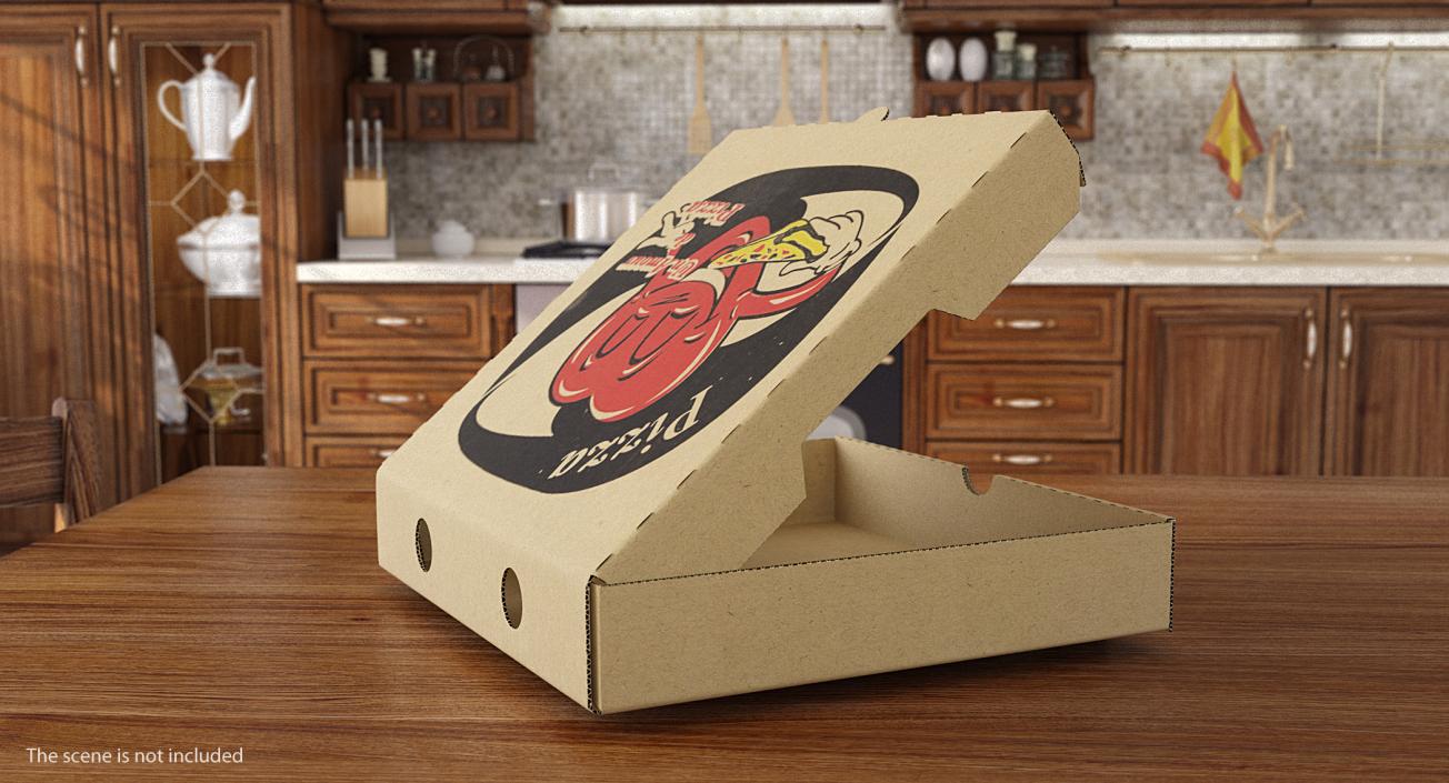 3D Medium Size Open Pizza Box