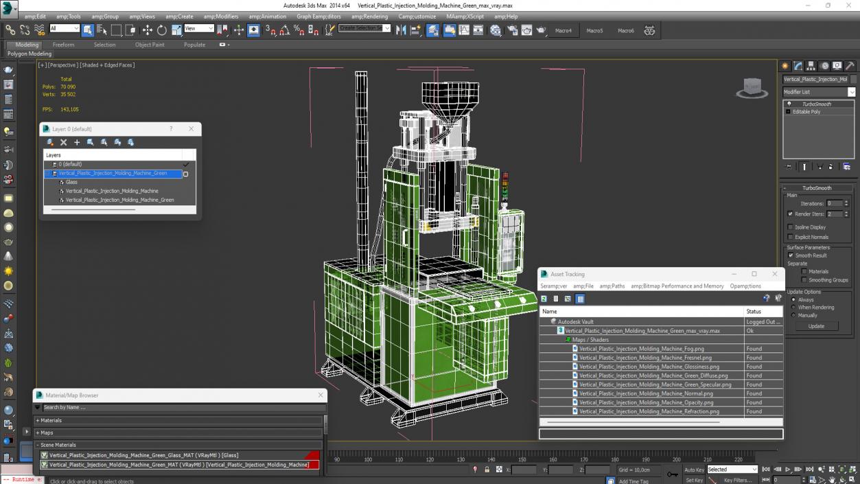 3D model Vertical Plastic Injection Molding Machine Green 2