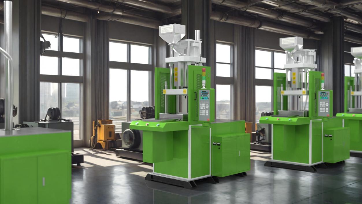 3D model Vertical Plastic Injection Molding Machine Green 2