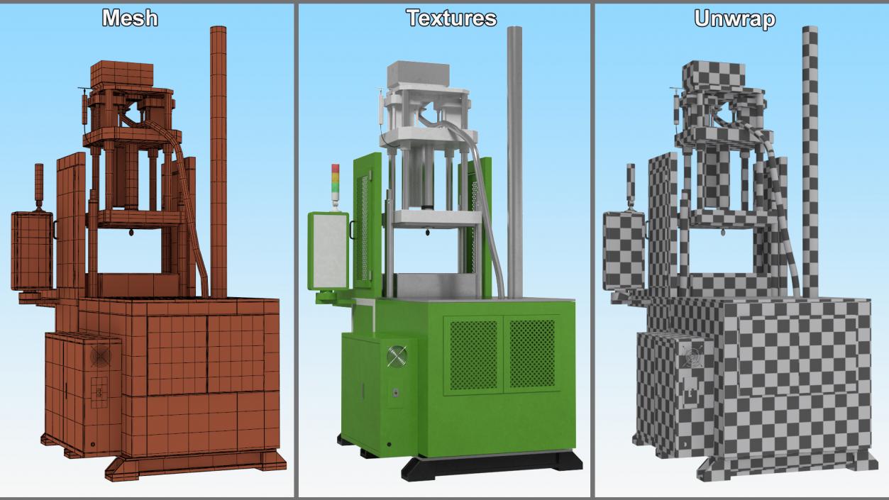 3D model Vertical Plastic Injection Molding Machine Green 2