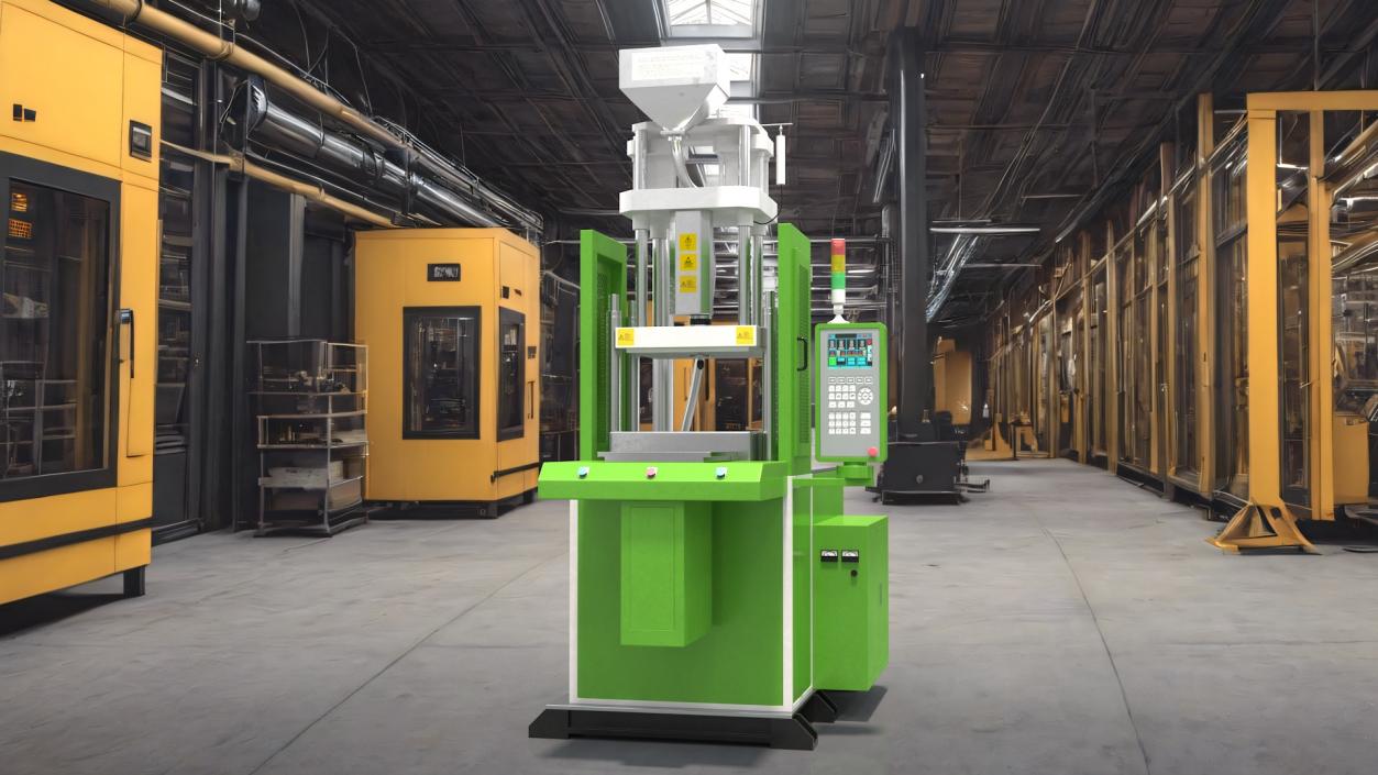 3D model Vertical Plastic Injection Molding Machine Green 2