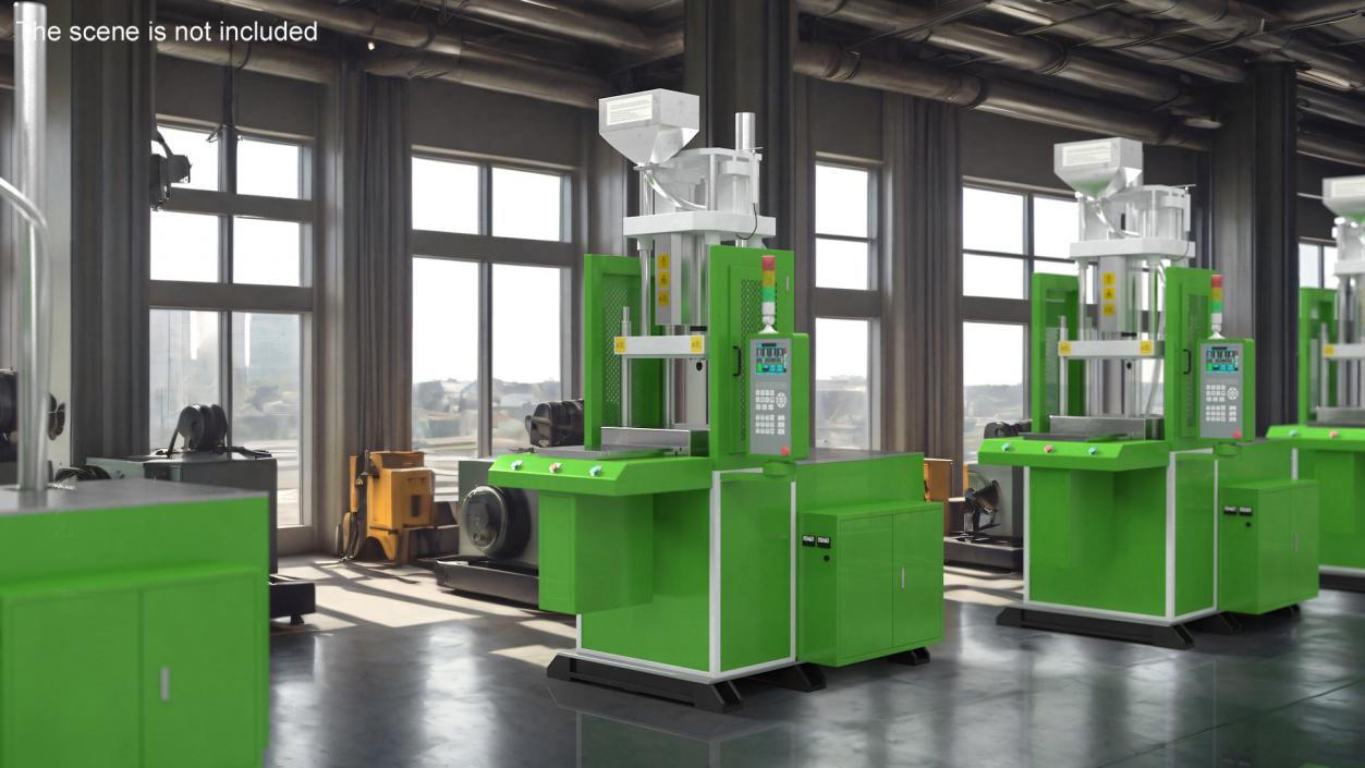 3D model Vertical Plastic Injection Molding Machine Green 2