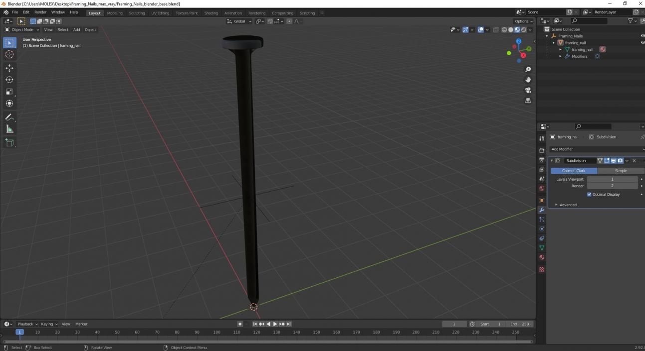 3D Framing Nails model