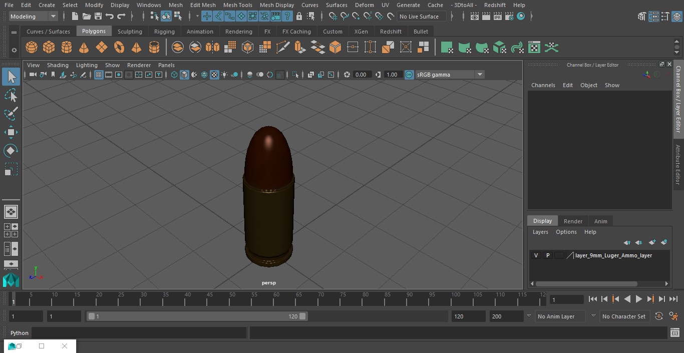 9mm Luger Ammo 3D model