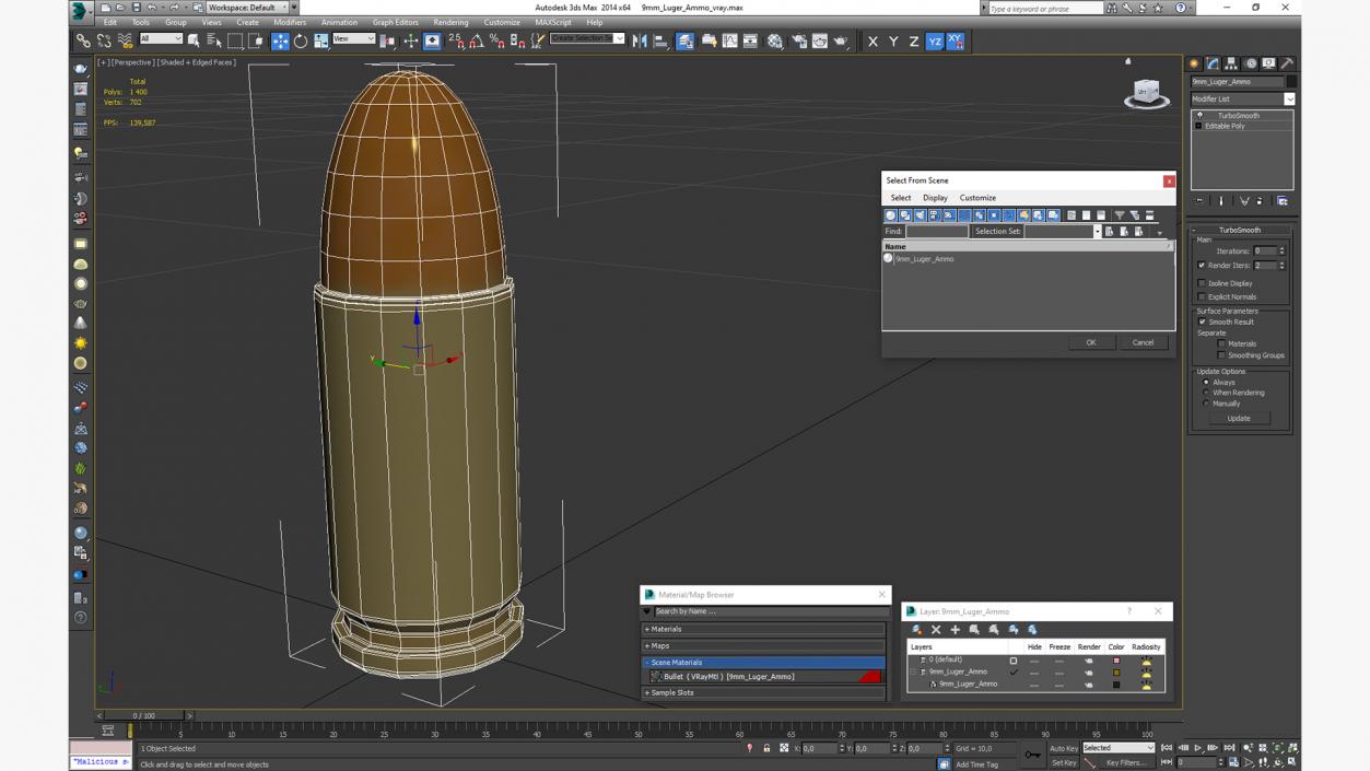 9mm Luger Ammo 3D model