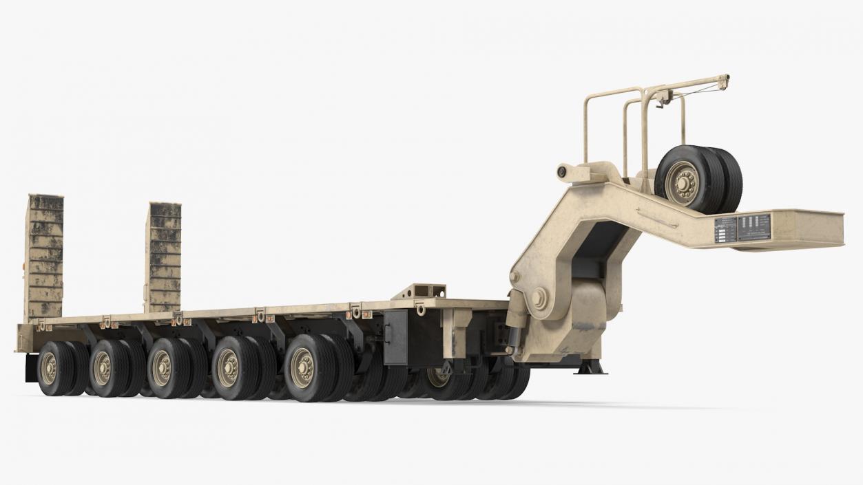 Desert Camouflage Oshkosh M1070 Truck with M1000 Semi-Trailer Dirty 3D