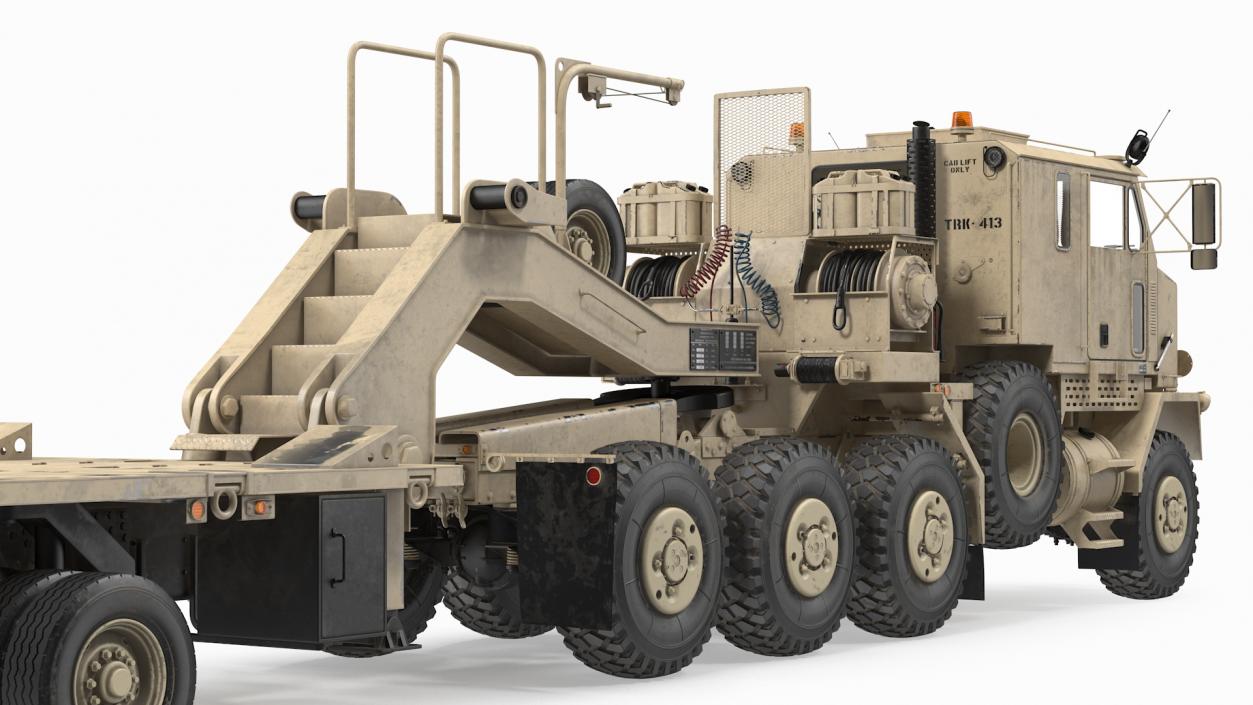 Desert Camouflage Oshkosh M1070 Truck with M1000 Semi-Trailer Dirty 3D