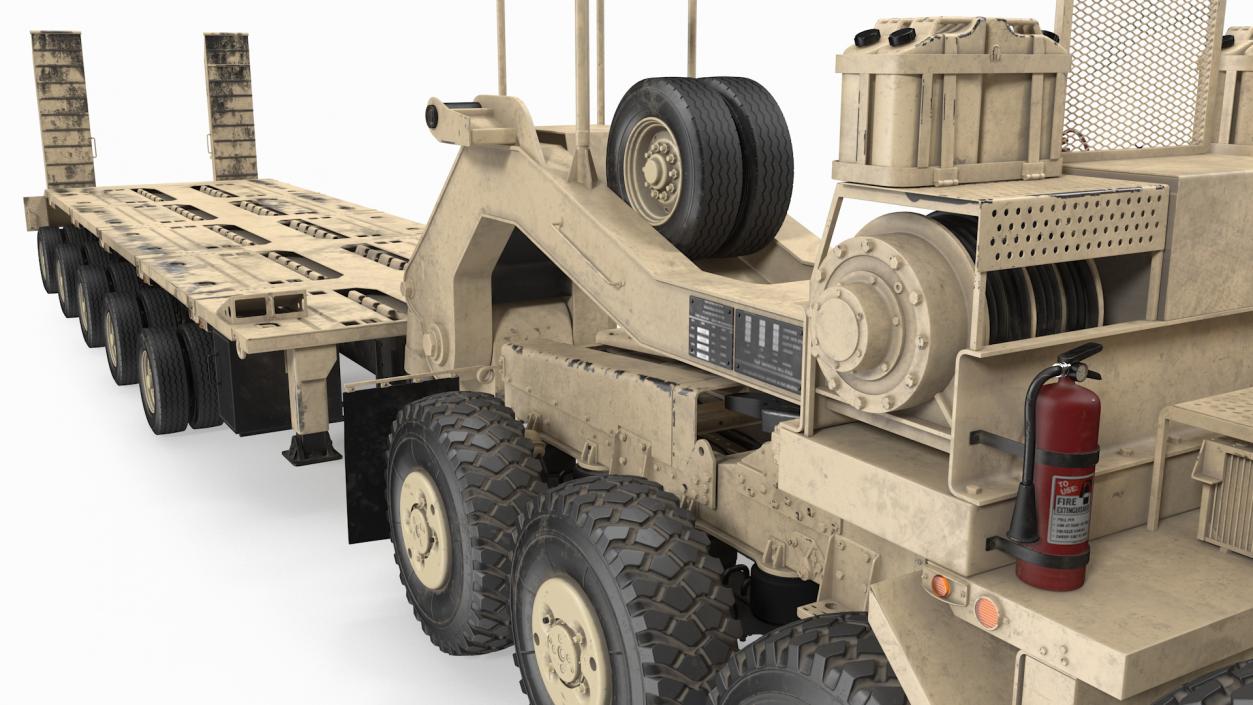 Desert Camouflage Oshkosh M1070 Truck with M1000 Semi-Trailer Dirty 3D