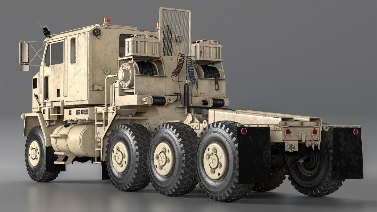 Desert Camouflage Oshkosh M1070 Truck with M1000 Semi-Trailer Dirty 3D