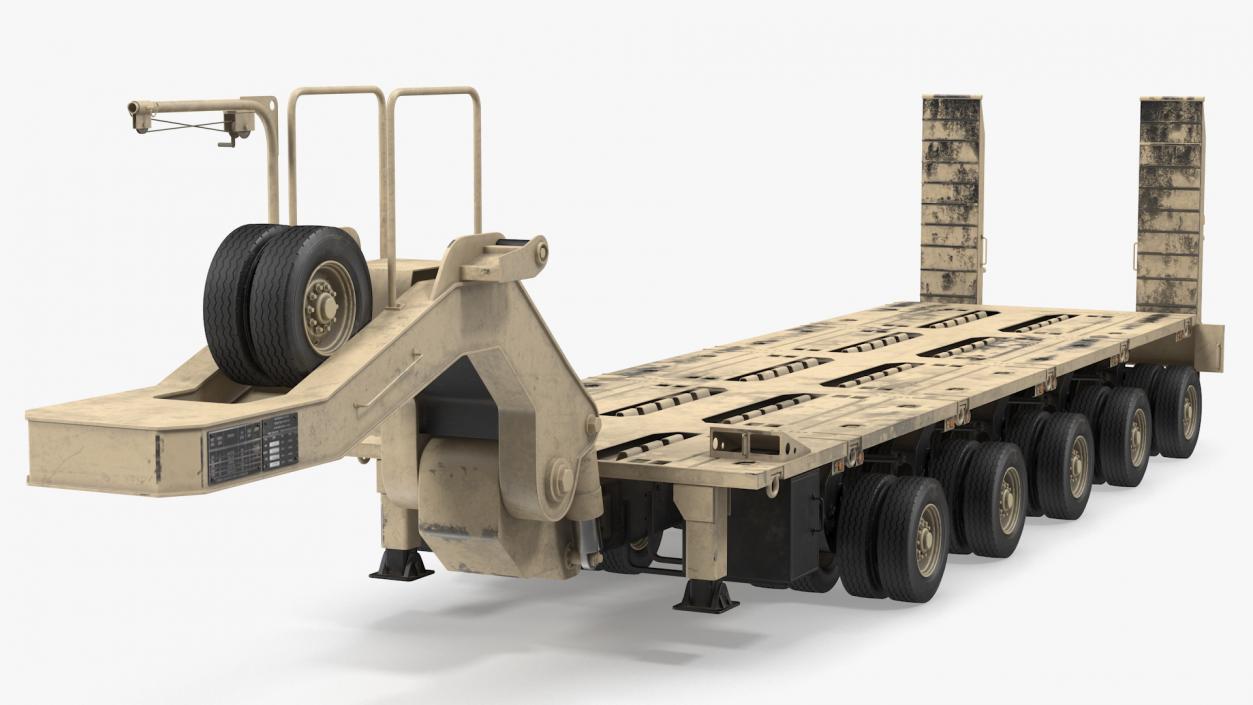 Desert Camouflage Oshkosh M1070 Truck with M1000 Semi-Trailer Dirty 3D