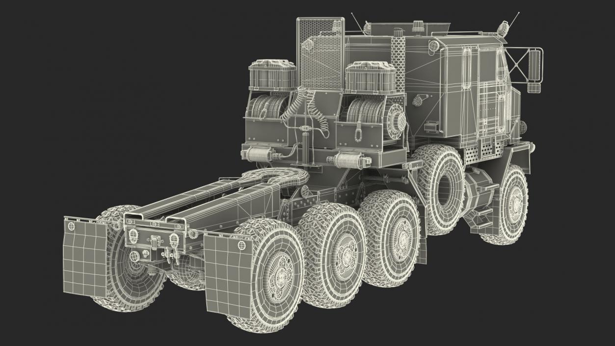 Desert Camouflage Oshkosh M1070 Truck with M1000 Semi-Trailer Dirty 3D