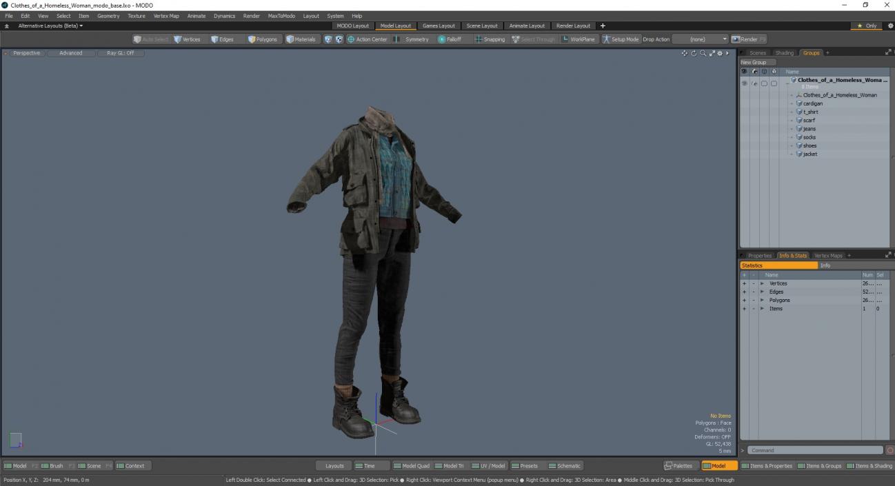 Clothes of a Homeless Woman 3D