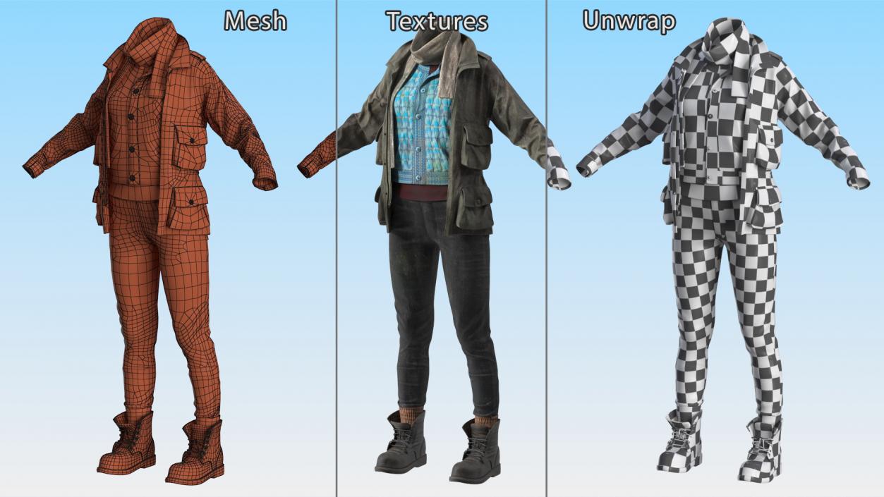 Clothes of a Homeless Woman 3D