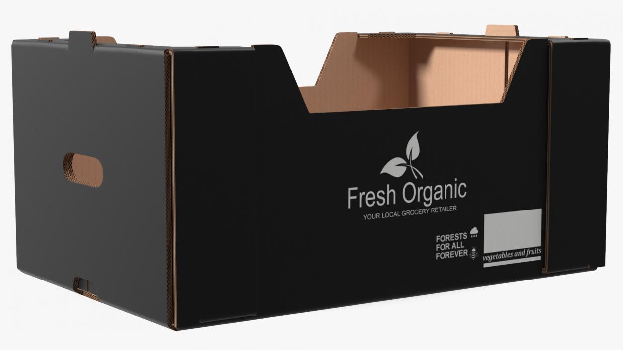 3D model Fruit and Vegetables Packaging Cardboard Tray Box Black