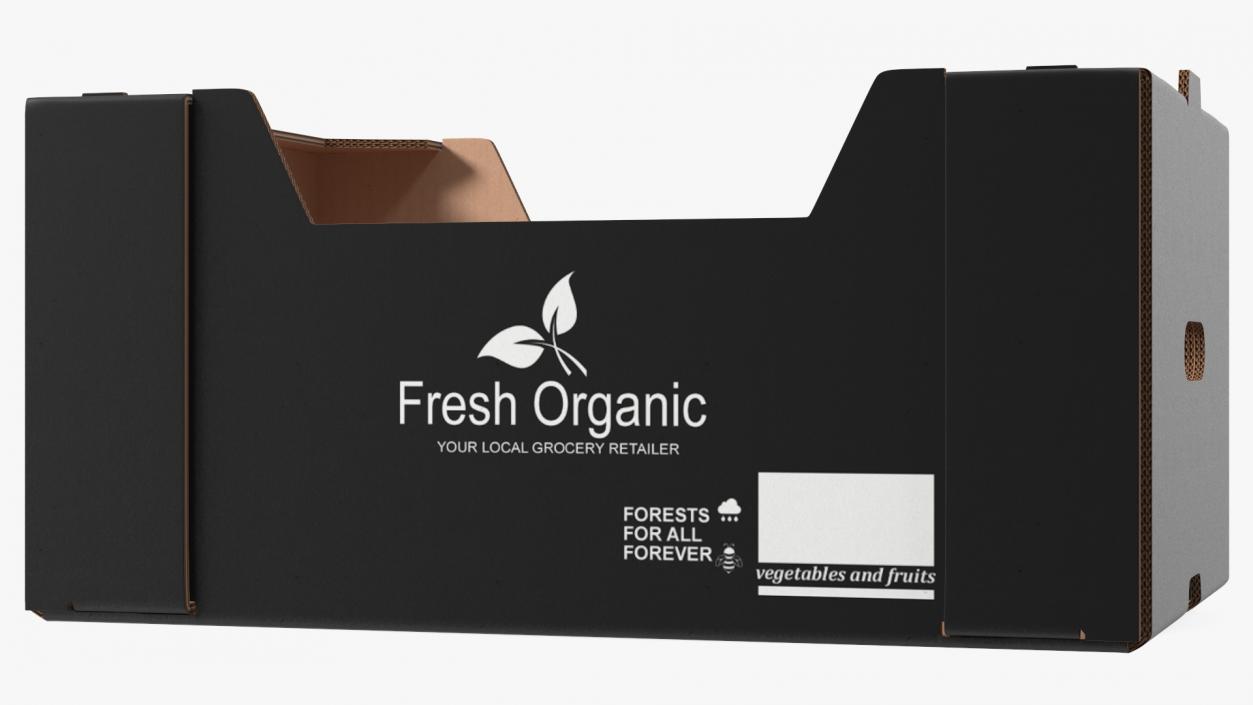 3D model Fruit and Vegetables Packaging Cardboard Tray Box Black