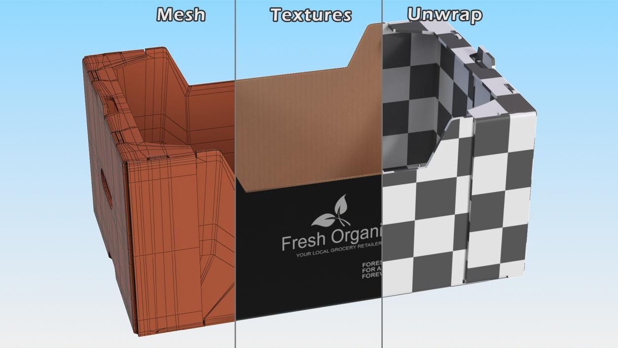 3D model Fruit and Vegetables Packaging Cardboard Tray Box Black