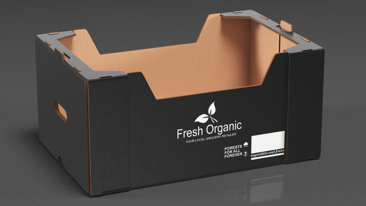 3D model Fruit and Vegetables Packaging Cardboard Tray Box Black