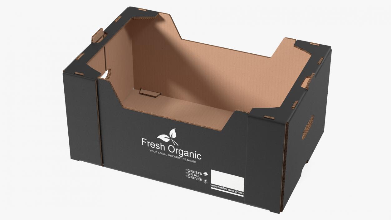 3D model Fruit and Vegetables Packaging Cardboard Tray Box Black